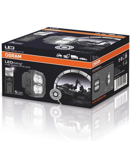 Projecteur LED de proximité carré ultra large LEDriving® Cube PX4500, LEDPWL 103-UW, faisceau 70 m, 6 000 K, 45 W, 12/24 V