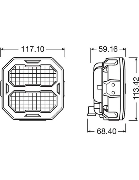 Faro de trabajo LED cuadrado LEDriving® Cube PX2500 Wide (ancho), LEDPWL 104-WD, alcance 45m, 6000K, 27W, 12/24V