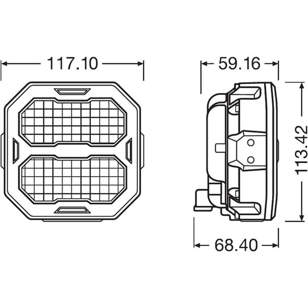 Faro de trabajo LED cuadrado LEDriving® Cube PX2500 Wide (ancho), LEDPWL 104-WD, alcance 45m, 6000K, 27W, 12/24V