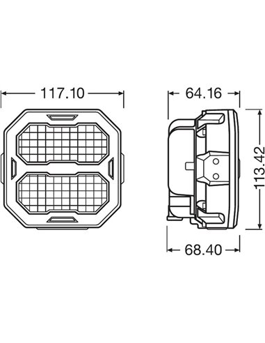 Faro de trabajo LED cuadrado LEDriving® Cube PX3500 Wide (ancho), LEDPWL 105-WD, alcance 55m, 6000K, 33W, 12/24V
