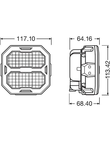 Luz de trabalho LED LEDriving® Cube PX3500 quadrada larga, LEDPWL 105-WD, feixe de 55 m, 6000 K, 33 W, 12/24 V