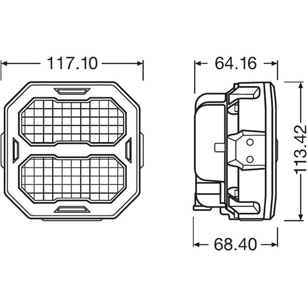 Projecteur de travail LED carré large LEDriving® Cube PX3500, LEDPWL 105-WD, faisceau 55 m, 6 000 K, 33 W, 12/24 V