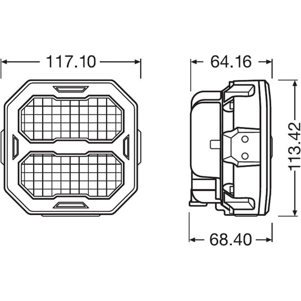 Faro de trabajo LED cuadrado LEDriving® Cube PX4500 Wide (ancho), alcance 60m, 6000K, 45W, 12/24V