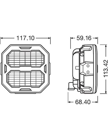 Projecteur de travail LED carré LEDriving® Cube PX2500 (étendu), LEDPWL 107-FL, faisceau 80 m, 6 000 K, 27 W, 12/24 V