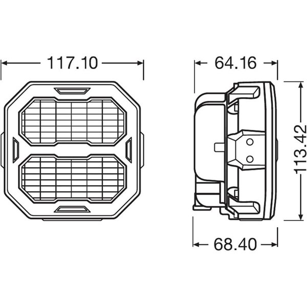 Faro de trabajo LED cuadrado LEDriving® Cube PX4500 Flood (extendido), LEDPWL 109-FL, 6000K, 45W, 12/24V