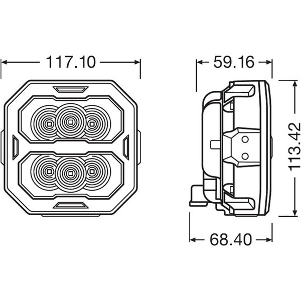 Faro LED largo alcance LEDriving® Cube PX2500 Spot (concentrado), LEDPWL 110-SP, 6000K, 27W, 12/24V