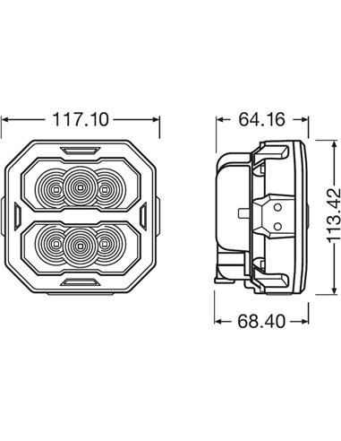 Farol LED de longo alcance LEDriving® Cube PX4500 Spot (concentrado), LEDPWL 112-SP, 6000K, 45W, 12/24V