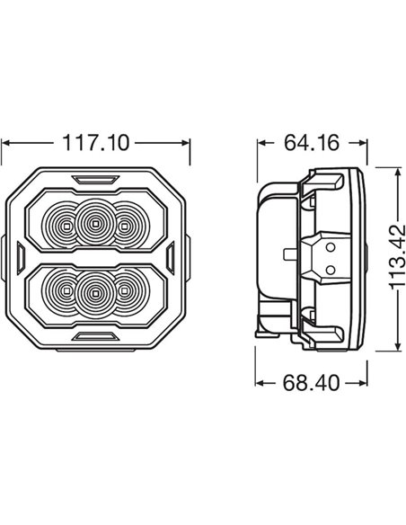 Faro LED de largo alcance LEDriving® Cube PX4500 Spot (concentrado), LEDPWL 112-SP, 6000K, 45W, 12/24V