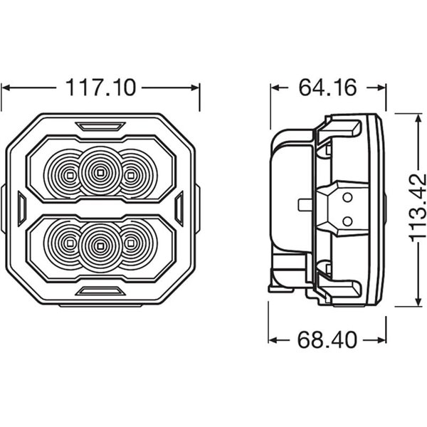 Farol LED de longo alcance LEDriving® Cube PX4500 Spot (concentrado), LEDPWL 112-SP, 6000K, 45W, 12/24V