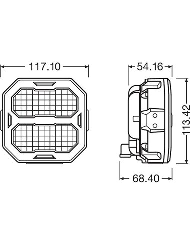 Luz de trabalho LED LEDriving® Cube PX1500 quadrada larga, LEDPWL 114-WD, 6000K, 15W, 12/24V