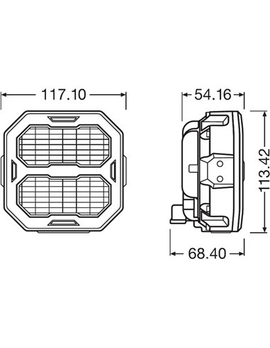 Luz de trabalho LED quadrada LEDriving® Cube PX1500 Flood (estendida), LEDPWL 115-FL, 6000K, 15W, 12/24V