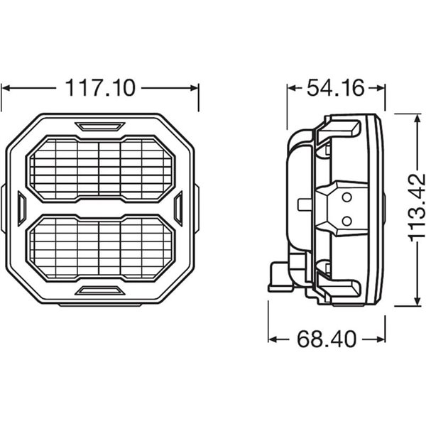 Faro de trabajo LED cuadrado LEDriving® Cube PX1500 Flood (extendido), LEDPWL 115-FL, 6000K, 15W, 12/24V