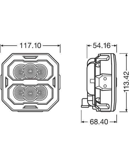 Farol LED de longo alcance LEDriving® Cube PX1500 Spot (concentrado), LEDPWL 116-SP, 6000K, 15W, 12/24V