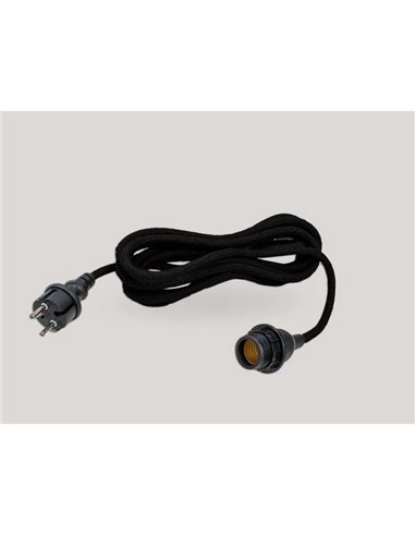 Cable textil portalámparas E27 ARTEIXO, uso exterior e interior, 5m en negro o Yute