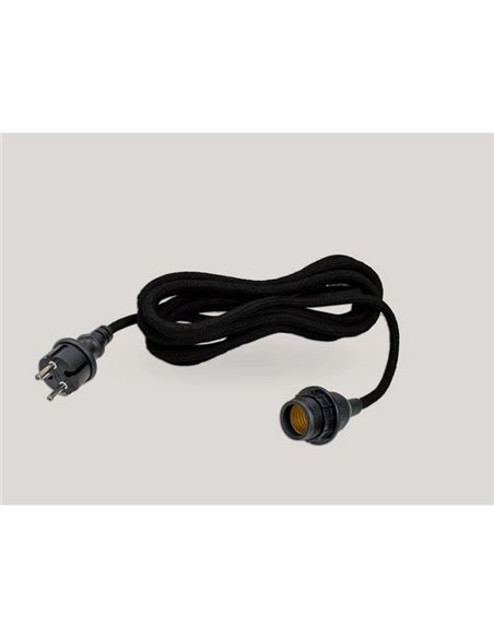 Cable textil portalámparas E27 ARTEIXO, uso exterior e interior, 5m en negro o Yute
