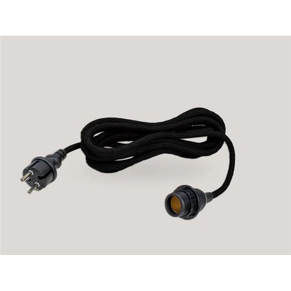 Cable textil portalámparas E27 ARTEIXO, uso exterior e interior, 5m en negro o Yute