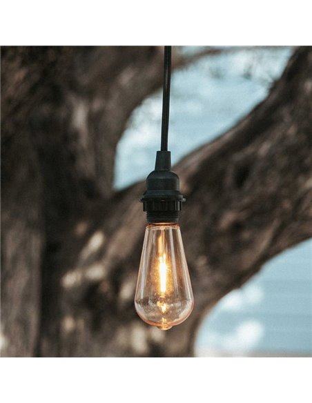 Douille textile ARTEIXO E27, usage intérieur et extérieur, 5 m, noir ou jute