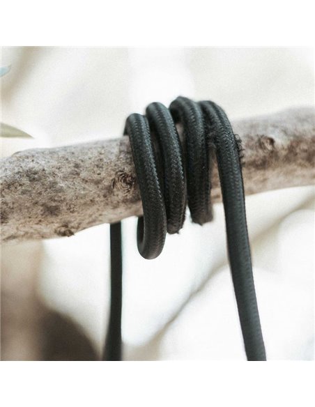 Cable textil portalámparas E27 ARTEIXO, uso exterior e interior, 5m en negro o Yute