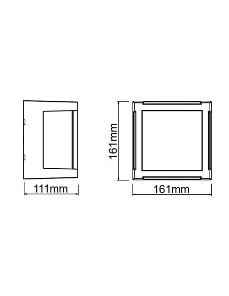 Plafonnier/Applique LED d'extérieur IP65 carré CREEK blanc/noir/Corten - 15W - CCT 2700K_3300K_4000K