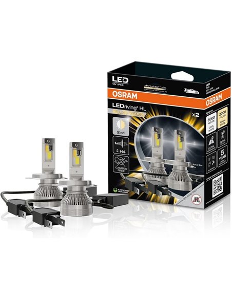 Bombilla LED LEDriving HL ALLSEASON H4 con CANbus integrado, pack 2 64193DWALL-2HB , 12V