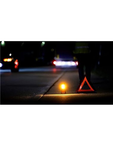 Señal de emergencia LED TA19 OSRAM TRUCK FLARE 2-en-1 (naranja + linterna), IP54, 4×AA incluidas, obligatorio en Alemania en cas