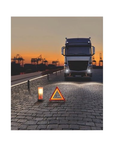 Señal de emergencia LED TA19 OSRAM TRUCK FLARE 2-en-1 (naranja + linterna), IP54, 4×AA incluidas, obligatorio en Alemania en cas