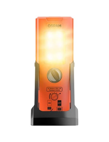Señal de emergencia LED TA19 OSRAM TRUCK FLARE 2-en-1 (naranja + linterna), IP54, 4×AA incluidas, obligatorio en Alemania en cas