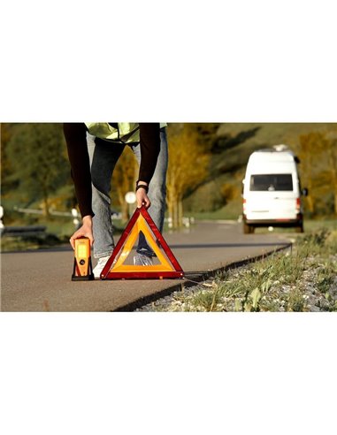 Señal de emergencia LED TA19 OSRAM TRUCK FLARE 2-en-1 (naranja + linterna), IP54, 4×AA incluidas, obligatorio en Alemania en cas