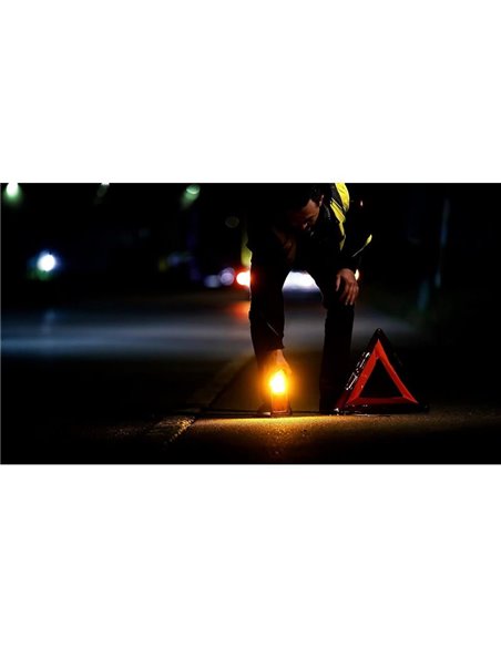 Señal de emergencia LED TA19 OSRAM TRUCK FLARE 2-en-1 (naranja + linterna), IP54, 4×AA incluidas, obligatorio en Alemania en cas