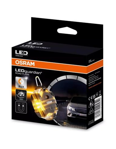 Sinalizador de emergência LEDguardian® ROAD FLARE 360° âmbar, 3 modos, magnético, IP54 IK07, 3xAAA