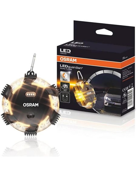 Señal de emergencia LEDguardian® ROAD FLARE 360° ámbar, 3 modos, imán, IP54 IK07, 3×AAA