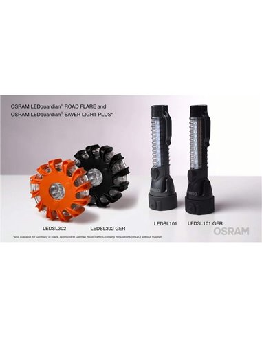 Linterna de emergencia LED OSRAM LEDguardian® Saver Light Plus 105 lm 6500K, 2×AA, imán, cortacinturón y martillo