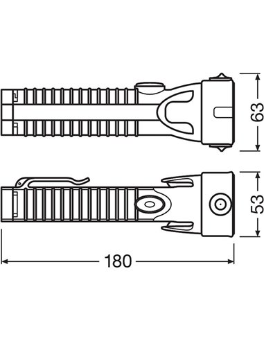 Lampe de poche d'urgence LED OSRAM LEDguardian® Saver Light Plus 105 lm 6500 K, 2 piles AA, aimant, coupe-ceinture et marteau