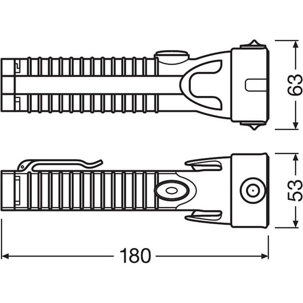 Linterna de emergencia LED OSRAM LEDguardian® Saver Light Plus 105 lm 6500K, 2×AA, imán, cortacinturón y martillo