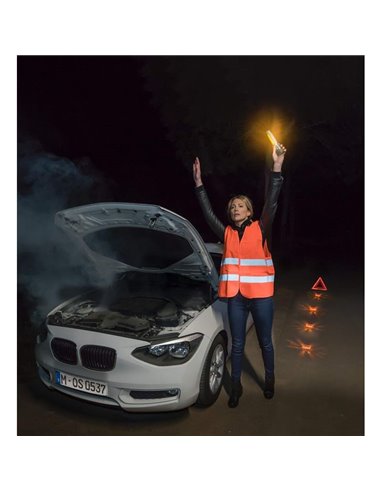 Linterna de emergencia LED OSRAM LEDguardian® Saver Light Plus 105 lm 6500K, 2×AA, imán, cortacinturón y martillo