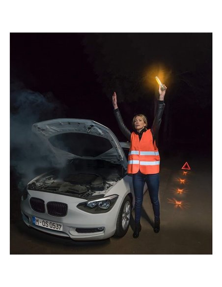 Linterna de emergencia LED OSRAM LEDguardian® Saver Light Plus 105 lm 6500K, 2×AA, imán, cortacinturón y martillo