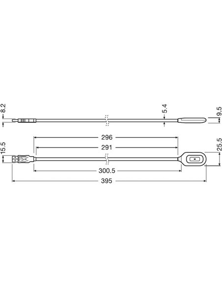 Luz lectora LED USB para interior de coche ONYX COPILOT 20 Lm 3200K, cuello flexible 37 cm