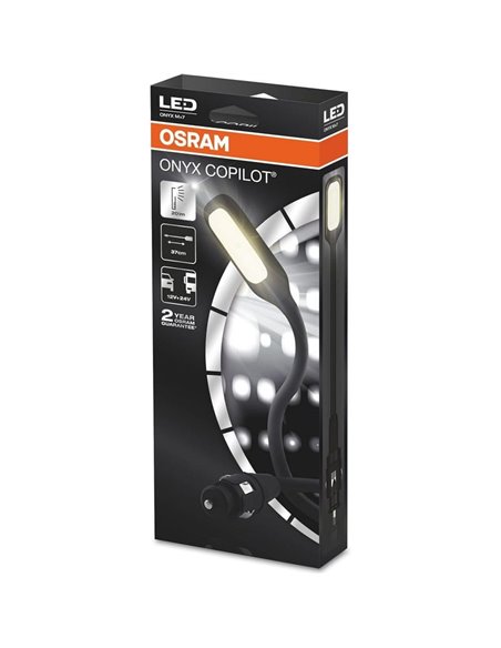 Luz lectora LED para interior de coche coexión mechero ONYX COPILOT M+7, 37 cm 20 Lm 3200K, 12/24V