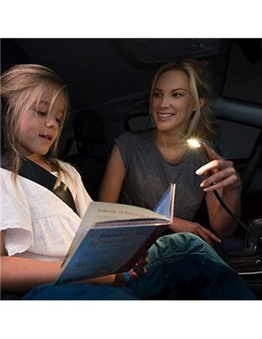 Luz lectora LED para interior de coche con base fija ONYX COPILOT L+7 37cm, 20 Lm 3200K para mechero, 12/24V