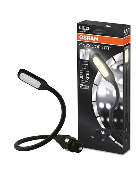 Lampe de lecture LED ONYX COPILOT M+7 pour intérieur de voiture, prise allume-cigare, 37 cm, 20 Lm, 3200 K, 12/24 V