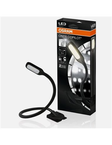 Luz lectora LED para interior de coche con base fija ONYX COPILOT L+7 37cm, 20 Lm 3200K para mechero, 12/24V