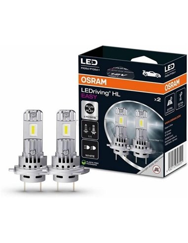 Bombillas LED H7/H18 OSRAM LEDriving HL EASY,  6500K 1400 Lm 12V, Pack 2