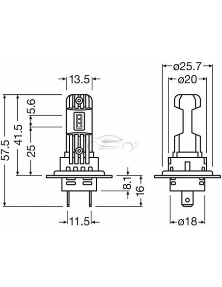 Bombillas LED H7/H18 OSRAM LEDriving HL EASY,  6500K 1400 Lm 12V, Pack 2
