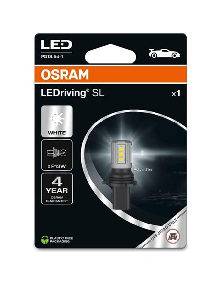 Bombilla LED P13W OSRAM LEDriving SL 6000K 1,6W 12V para DRL PG18.5d-1 (1 ud), 828DWP-1BL