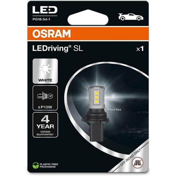 Ampoule LED P13W OSRAM LEDriving SL 6000K 1,6W 12V pour feux de jour PG18.5d-1 (1 unité), 828DWP-1BL