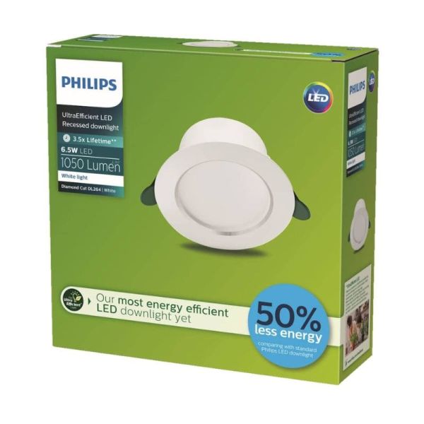 Downlight LED ultraeficiente empotrable Ø17cm DIAMOND CUT, redondo, blanco 6,5W 3000K/4000K