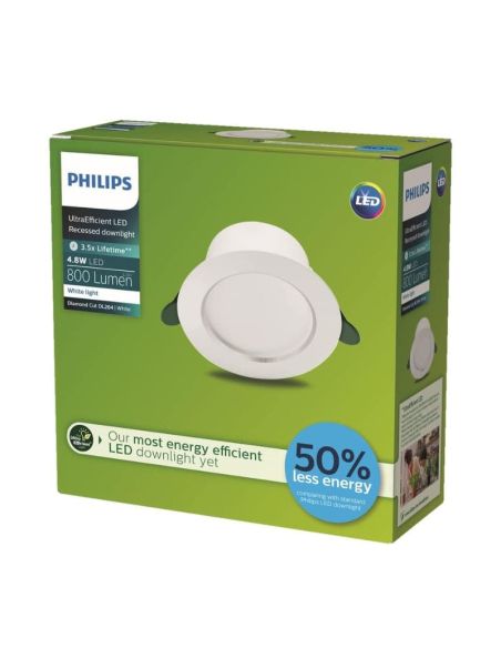 Downlight LED ultraeficiente empotrable Ø14,5cm DIAMOND CUT, redondo, blanco 4,8W 3000K/4000K Caja