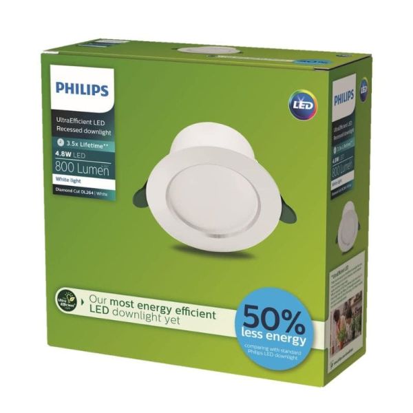 Downlight LED ultraeficiente empotrable Ø14,5cm DIAMOND CUT, redondo, blanco 4,8W 3000K/4000K Caja