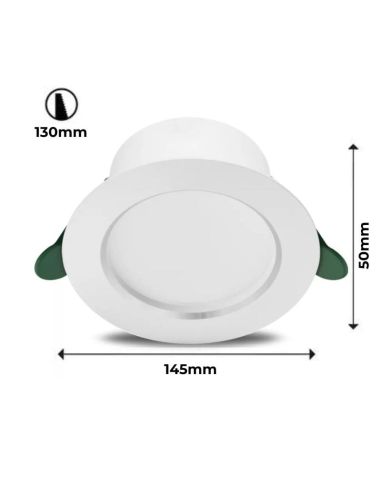 Downlight LED ultraeficiente empotrable Ø14,5cm DIAMOND CUT, redondo, blanco 4,8W 3000K/4000K Medidas