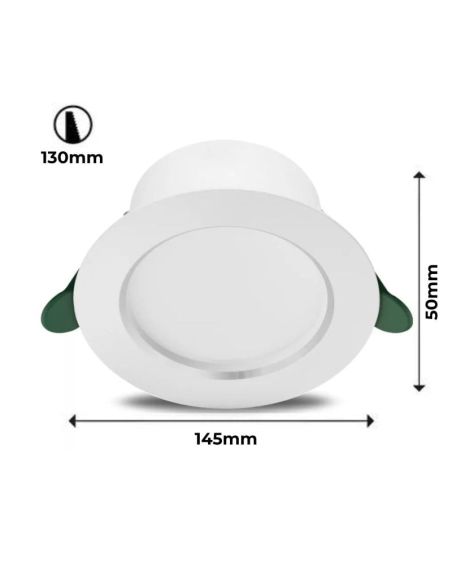 Downlight LED ultraeficiente empotrable Ø14,5cm DIAMOND CUT, redondo, blanco 4,8W 3000K/4000K Medidas